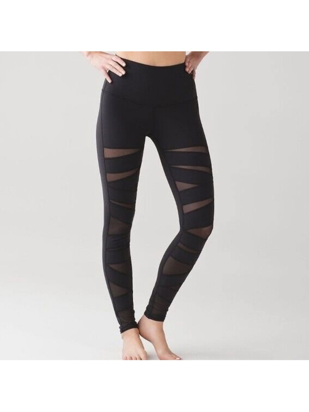 Black Lululemon Wunder Unders with Mesh Cutouts